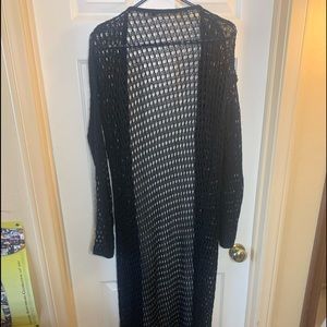 Long open weave crochet sweater/cardigan